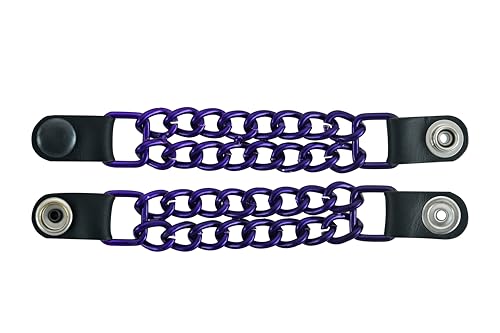 Daniel Smart Motorcycle Vest Extender - Plain Silver Double Chain with Powder Coated Color Design with Snap Buttons (Purple Large)