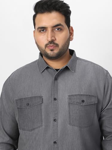 Image of Urbano Plus Men's Full Sleeve Regular Fit Casual Denim Shirt