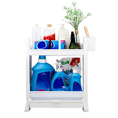 ASDAD Estante para Baño Organizador De Estante Blanco Estante De Baño De Plástico Colgante Desmontable Y Manija De Cajón Esquina Móvil Estante De Almacenamiento con Soporte De 2 Niveles