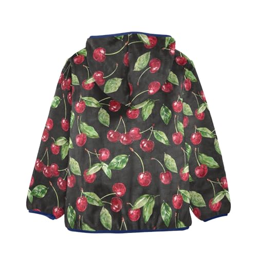 CHIFIGNO Cherry Green Leaves Hooded Jacket with Hood Toddler Boy Hoodie for Fall Winter Toddler Zip up Hoodie Boy 5T2