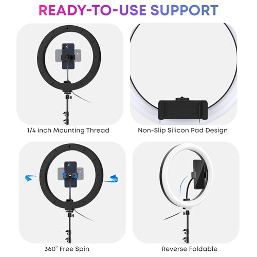 Tygot 14 Inch LED RGB Ring Light with Tripod Stand for Camera, Phone, YouTube, Video Shoot, Live Stream, Makeup, Reels, Professional Multicolour Ringlight with 7 Feet Foldable Stand & Mobile Mount