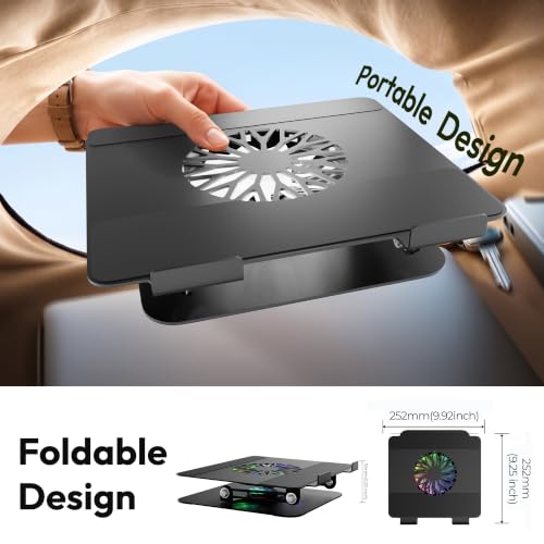Image of Zebronics NS5500 Rotatable Laptop Cooling Stand, Up to 17-Inch, 360 Rotation, Metal Body, USB Powered Cooling, LED Lights, 3 USB, 2 Type-C Ports, Multi-Angle, Foldable, 5kg Capacity,Anti Rust (Black)