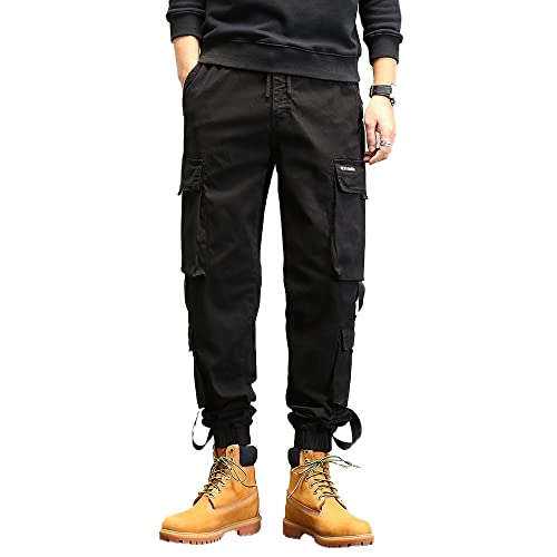 Men's Military Cargo Pants Cotton Hiking Tactical Pants Outdoor Slim Fit Army Trousers With Pockets (Black,31,US,Waist,Adult,Male,Regular,31)