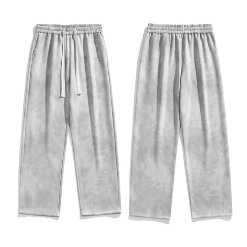 Stylish Comfort Loose Fit Suede Pants Men, Casual Elastic Waist Drawstring Sweatpants with Pockets, Fall Comfort Trousers3