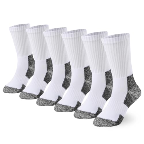 Marchare Boys Socks Kids Cushioned Crew Socks Girls Thick Cotton Athletic Running Socks Black/White 6 Pack