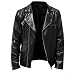 Streetwear PU-Lederjacke für Herren mit Reverskragen im Vintage-Motorrad-Stil und lässiger einfarbiger Passform für tägliche Aktivitäten (L Schwarz)