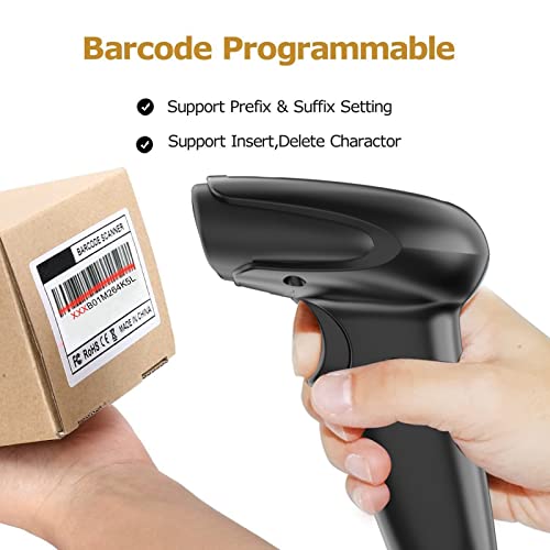 Symcode Wireless Handheld Barcode Scanner Versatile 2-In-1 (2.4Ghz Wireless+Usb 2.0 Wired) 328 Feet Transmission Distance Rechargeable 1D Laser Automatic Bar Code Reader Scanner(Black) #TOP4