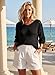 EVALESS Womens Fashion Spring Tops Resort Wear for Women 2026 3/4 Sleeve Lightweight Summer Sweaters Crochet Hollow Out Top Vacation Outfits Sexy Off The Shoulder Womens Clothes Black Shirts, Medium