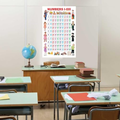 Numbers 1–100 Educational Wall Chart for Kids Age 2–4 | Double-Sided Hard Laminated Maths Learning Poster (48 x 73 cm) | Colourful & Durable Number Recognition and Counting Chart | Tear-Resistant for Home and Classroom