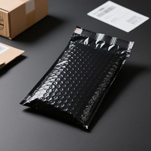FAAING 80 Stück Luftpolster Versandtaschen A5 Schwarz, 18x23cm Luftpolsterumschläge din A5, wasserdicht, Gepolstert Umschläge Versandtaschen Selbstklebend A5 für Verpackung Versand