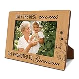 XQLSR Grandma Photo Gift for Birthday Christmas Mother's Day, Only The Best Moms Get Promoted to Grandma Picture Frames 4x6 Inches for Wall & Tabletop Display, Photo Gifts Wooden Picture Frame