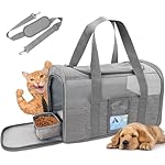 Refrze Cat Carrier,Dog Carriers for Small Dogs Medium Cats Pet Carrier up to 15 Lbs, TSA Airline Approved Cat Carrier Soft, Cat Dog Crate Travel Bag,Grey