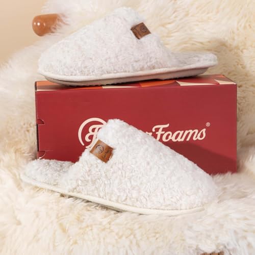 everfoams women39s fuzzy slip-on slippers warm cozy soft lightweight memory foam indoor house shoes