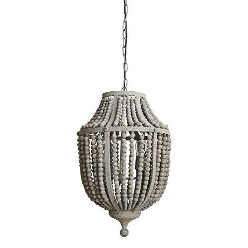 Best Quality 🔥 Creative Co-Op Metal Chandelier with Distressed Grey Wood Beads