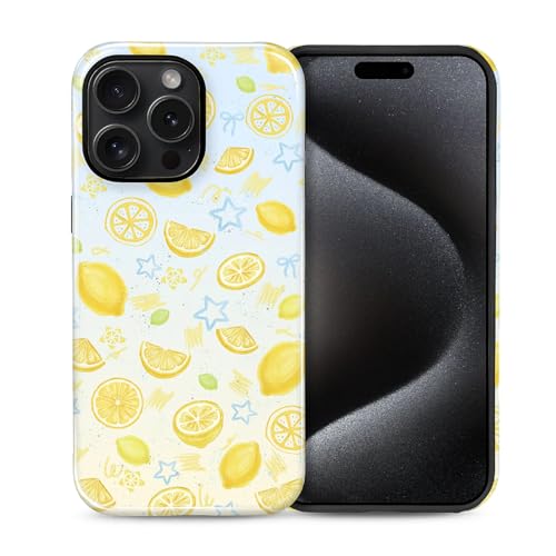 for iPhone 15 Pro Case Cute - Dual-Layer Hard Shell + Silicone Cover - Aesthetic Protective Phone Case for Women Girls -Summer Lemon by Generic - Used condition - US$5.50
