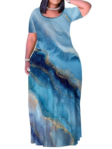 Image of Plus Size Maxi Dresses for Curvy Women T-Shirt Summer Sun Dresses Loose Fit