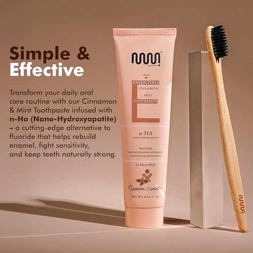 Image of MasterMedi Nano Hydroxyapatite Toothpaste with Xylitol - Fluoride & SLS Free, Remineralizing Formula for Whitening, Sensitive Teeth, Enamel Repair (Pack of 1 (Mint & Cinnamon))