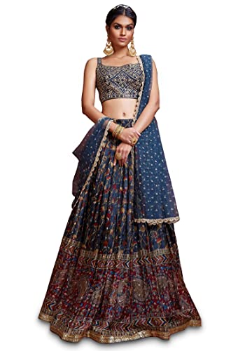 Zeel Clothing Women s Silk Embroidered Semi Stitched Wedding Lehenga 