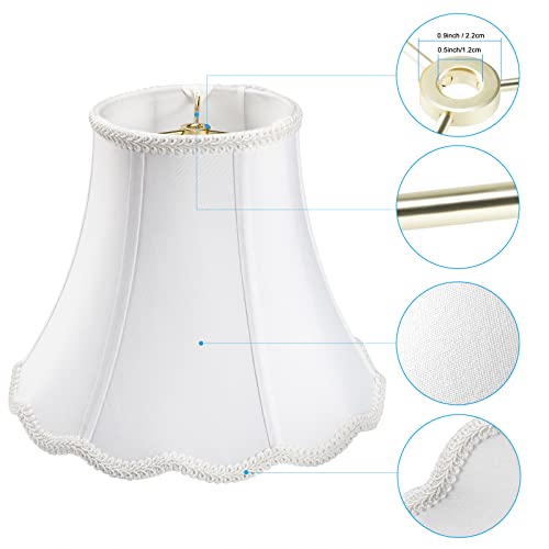 Bell Lamp Shade, Saangseon White Lampshade Replacement 6'' Top X 11.5'' Bottom X 9.5'' Slant Height X 9'' Vertical Height, Brass Spider #TOP3