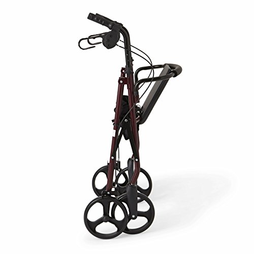 Medline Standard Steel Folding Rollator Walker With 8" Wheels, Supports Up To 350 Lbs, Red #TOP1