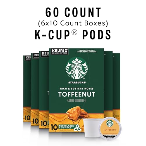 Image of Starbucks K-Cup Coffee Pods, Flavored Hot or Iced Coffee, Toffeenut, 60 Keurig Pods