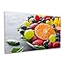 Żywa kolorowa miska świeżych owoców pomarańczy truskawki maliny i winogrona oszałamiające płótno dekoracja ścienna oprawiona gotowa do powieszenia w kuchni lub jadalni (127 x 76 cm)