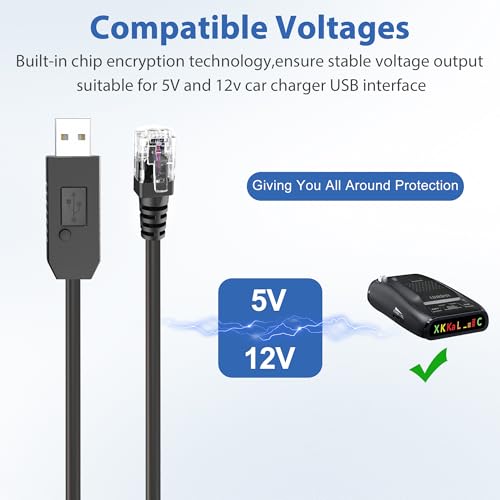 Radar-Detector-Cable-USB-to-RJ11-Plug-Power-Cord-with-Mute-FunctionReplacement-Power-Cablefor-Escort-Smart-MAX-360-Passport-Cobra-360-Unide-R134DFR89-Radenso-XP-etc-Radar-Detector