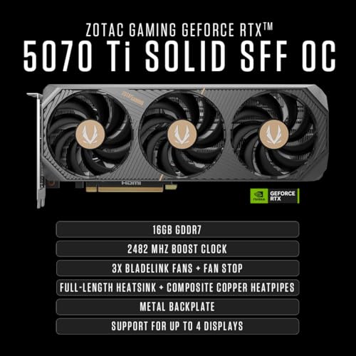 Image of ZOTAC MEK Gaming PC Desktop, NVIDIA GeForce RTX 5070 Ti 16GB GDDR7, AMD Ryzen 7 9700X Up to 5.5GHz, 32GB DDR5, 1TB NVMe SSD, 750W 80+ Gold PSU, WiFi 6E, Bluetooth 5.3, Windows 11 Pro
