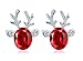 Zhiwen Silver Plated Crystal Antlers Earring Christmas Reindeer Antlers Earing Xmas Crystal Gemstone Earrings (Red)