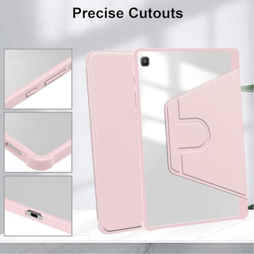 A-BEAUTY Case Compatible with Samsung Galaxy Tab S6 Lite 10.4 Inch 2024/2022/2020 with S Pen Holder, Auto Wake/Sleep, 360° Rotating Stand Cover Clear Back, Pink - Image 2