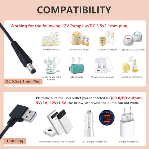 Adaptador USB 12V para extractor de leche Medela y otros miniatura 3