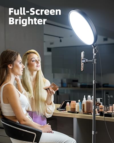 Image of Weilisi Large Ring Light with Stand, 72 inch Tripod with Ring Light, 6500K Full-Screen Ringlight Tripod for iPhone with Phone Holder, Selfie Light for Makeup, Barber, Video Recording, Photography