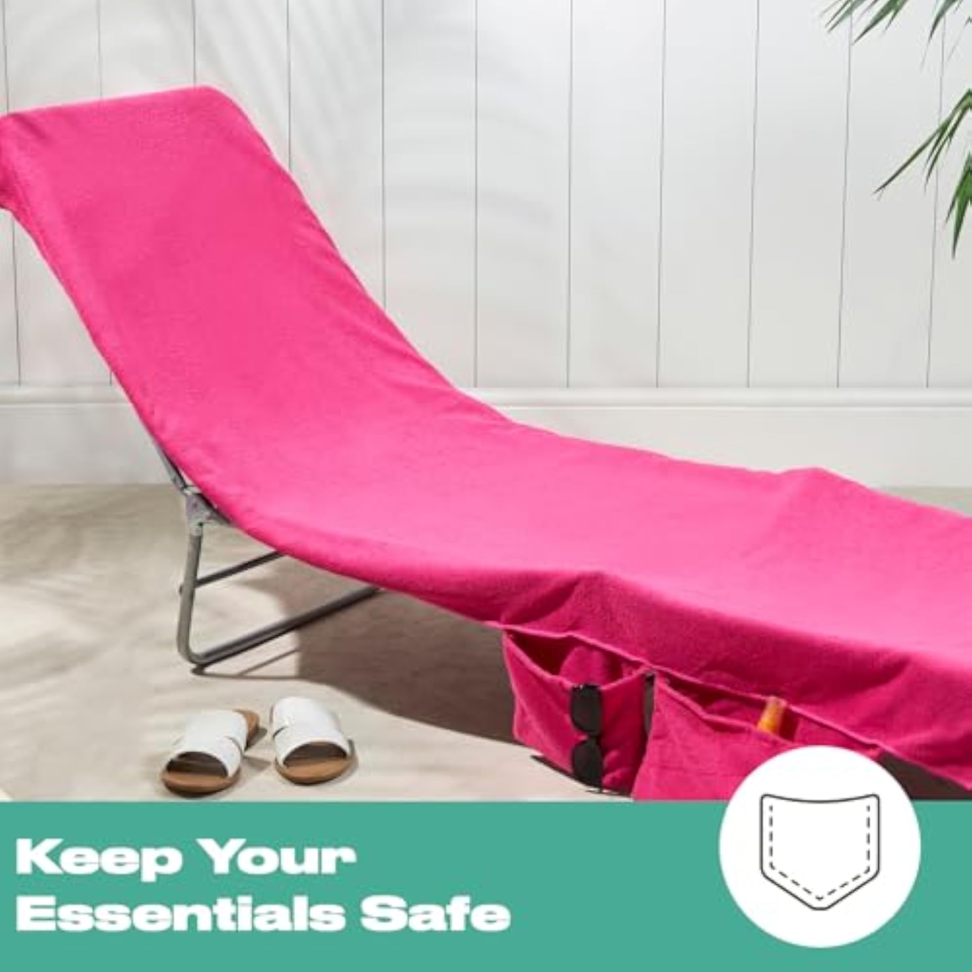 Lounger Towels with Pockets, Pink, Summer Vacation Essential