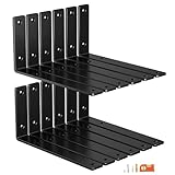 NEODROP 12-Pack 10 Inch Heavy Duty Shelf Brackets, Premium Floating L Bracket for Wall, Kitchen, Mantel Shelves Support | Quarter Inch (1/4') Thick | Black Powder Coated Steel