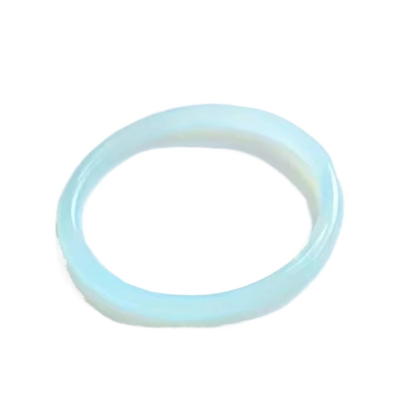 Brazalete de Barra Redonda de calcedonia Natural, Pulsera de Tira Estrecha de ágata Azul Agua, joyería Fina for Mujer(54-56mm)