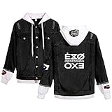  Veste en Jean Manches Longues Denim Blouson Hoodies Jean Jacket Denim Manteaux à Capuche Unisexe Coat