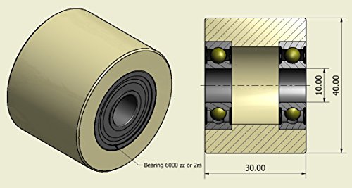 4-Pieces-Nylon-Polyamide-Rollers-40-mm-diameter-30-mm-wide-10-mm-bearing-Precisely-Machined-in-the-EU40-30-10