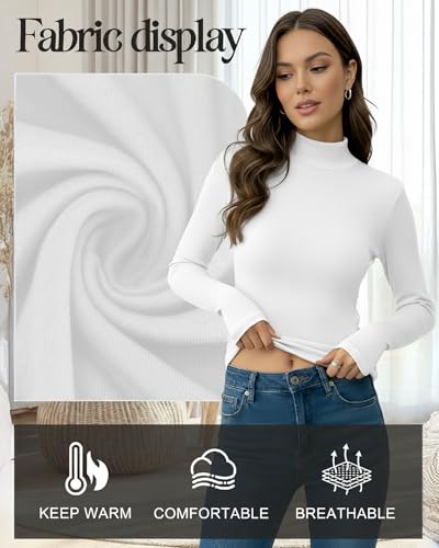 Haut de compression manches longues femme thermique col roulé doux
