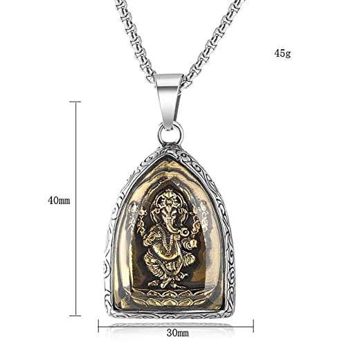 Stainless Steel Hindu God Lord Ganesha Ganesh Elephant Pendant Amulet Lucky Necklace, 24Inch Chain3