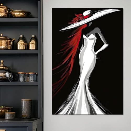 Figure féminine sur grande toile décorative pour habiller un mur vide sans encombrer