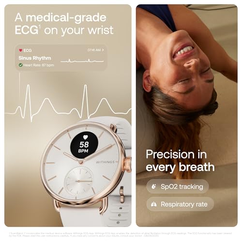 Withings ScanWatch 2 - Hybrid Smart Watch, Heart Rate Monitoring, Fitness Tracker, Cycle Tracker, Sleep Monitoring, GPS Tracker, 30-Day Battery Life, Android & Apple Compatible, HSA/FSA4