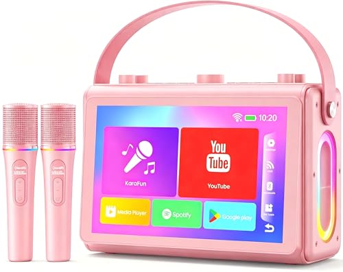 Karaoke Machine for Adults, Built-in Lyrics Display and HD Screen, Supports WiFi Bluetooth HDMI USB TF, Portable Karaoke with 2 Wireless Microphones for Home Party