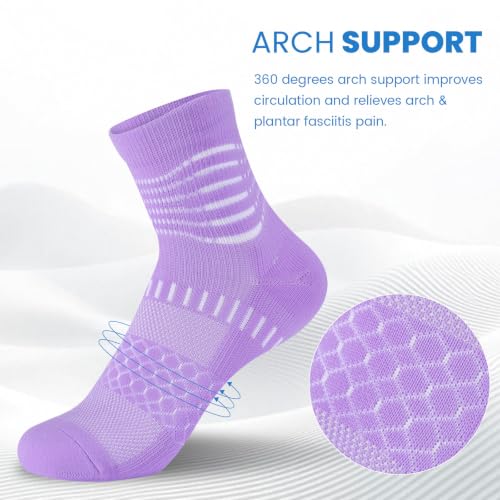 Image of IRAMY Ankle Compression Socks for Women Men Plantar Fasciitis Relief 3 /5 Pairs Cushioned Athletic Running Socks