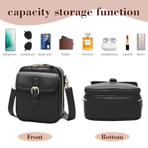 Leather Crossbody Bags for Women Travel Small Crossbody Purse Anti Theft Waterproof Bum Bag with Built in Wallet2