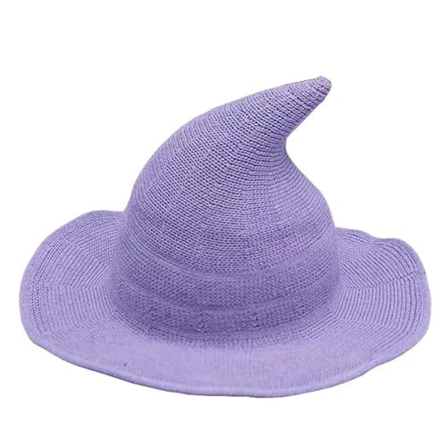 Chendvol Mens and Womens Halloween Witch Wool Hat Knitted Cap for Party Masquerade Cosplay Costume Accessory Daily (Purple)