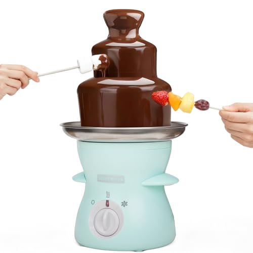 SugarWhisk 3 Tier Mini Chocolate Fountain Machine, Easy to Use & Clean, Great for Parties, Events & Weddings, 22 Oz Capacity, Aqua
