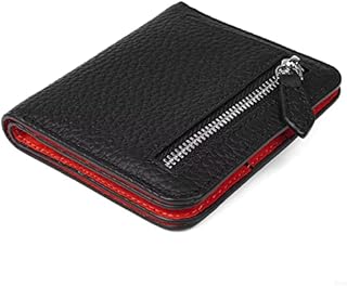 GADIEMKENSD Small Wallet Bifold Credit Card Holder Genuine Leather Coin Purse RFID Blocking Mini Compact Pocket Wallet with Zipper Ultra Slim Minimalist Black