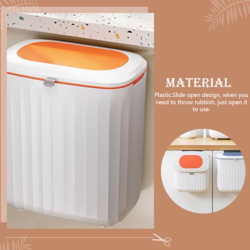 Caneca de basura plástica colgante para cocina 8L naranja miniatura 7