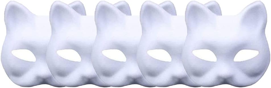 MeimasksDIY Cat Mask 5pcs (Cat) - Paper - Unisex-Adults