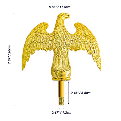 Ielyiesy Flag Pole Topper, Flagpole Eagle Topper Gold Finial Ornament For 20/25/30Ft Telescopic Sectional Flagpoles Outside House #TOP6